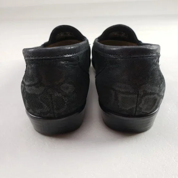SAS Simplify Embossed Snake Loafer Womens 7.5 Black Leather Slip On Flat Shoe - Picture 9 of 11